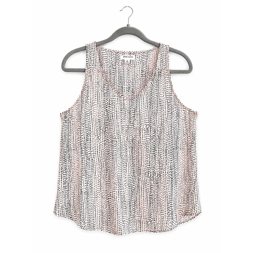 Anne Klein Pink Black Animal Print Sleeveless Blouse Tank Top Women’s Medium - Picture 2 of 14